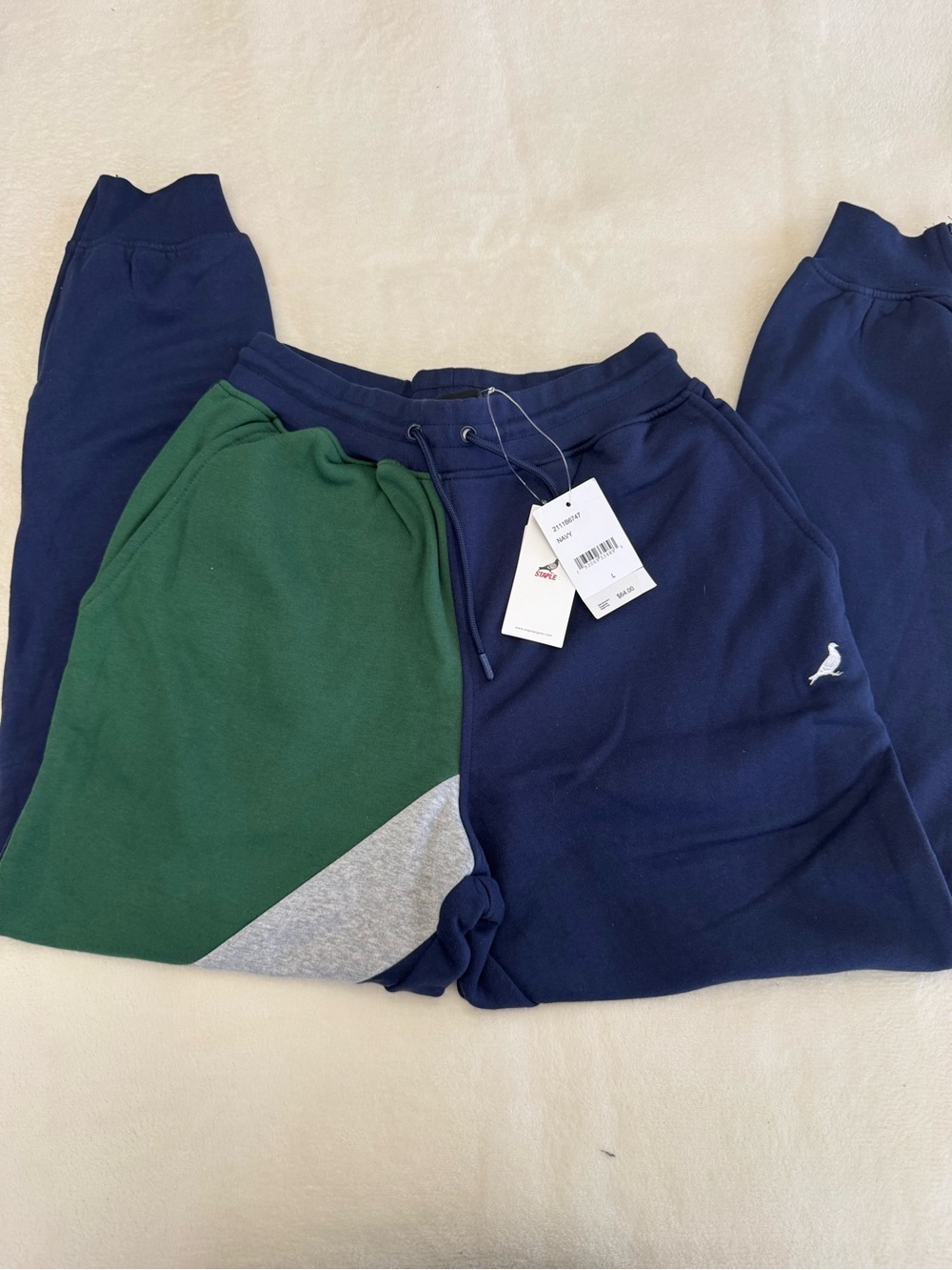 Staple Men's Navy, Forest Green & Gray Colorblock Joggers
